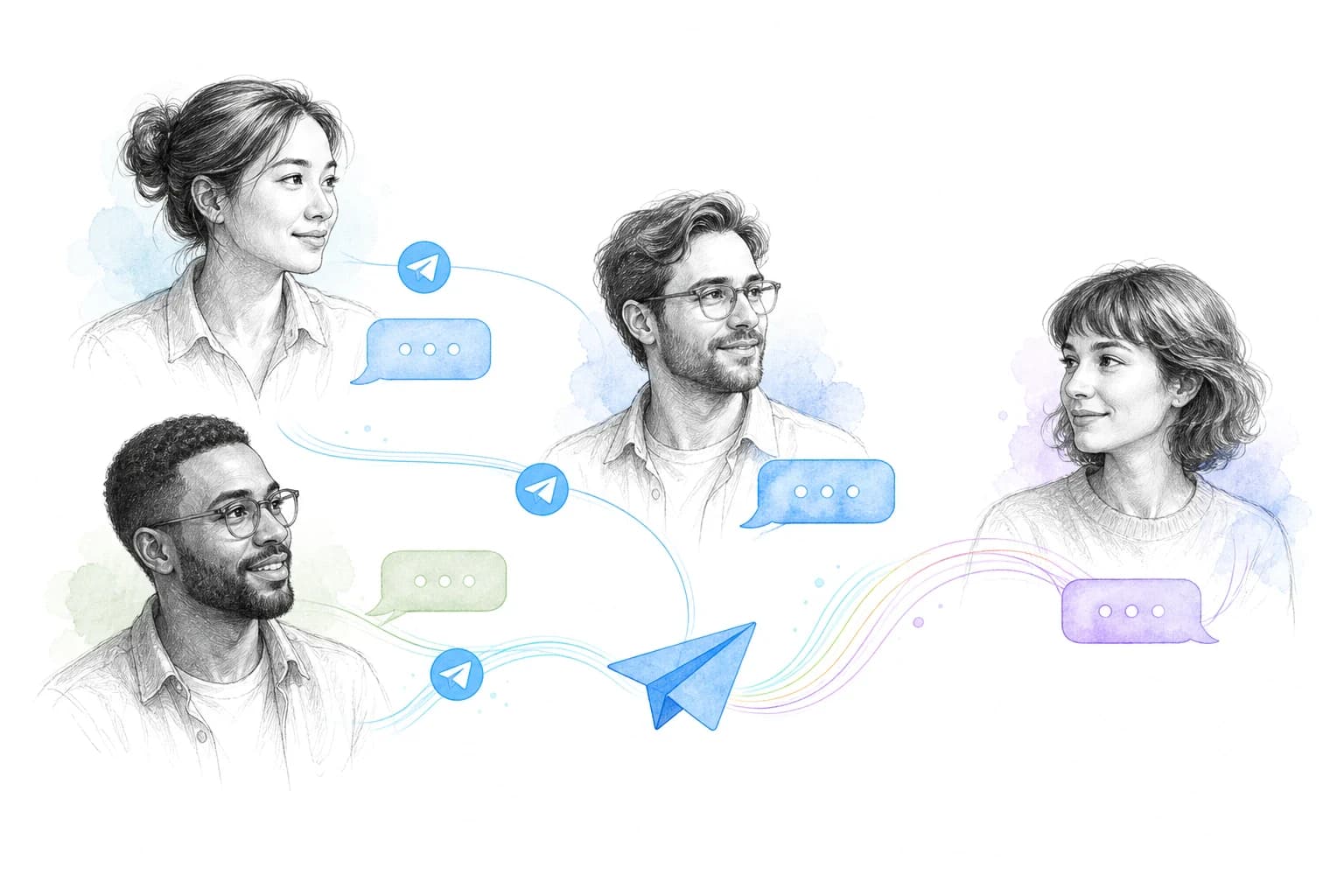 Four coworkers, including an AI coworker, collaborating through Telegram
